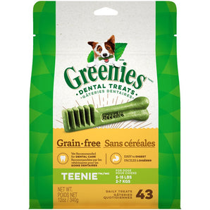 Greenies Grain Free Treat Pak™ Teenie treats for extra small dogs. Choice of formats.