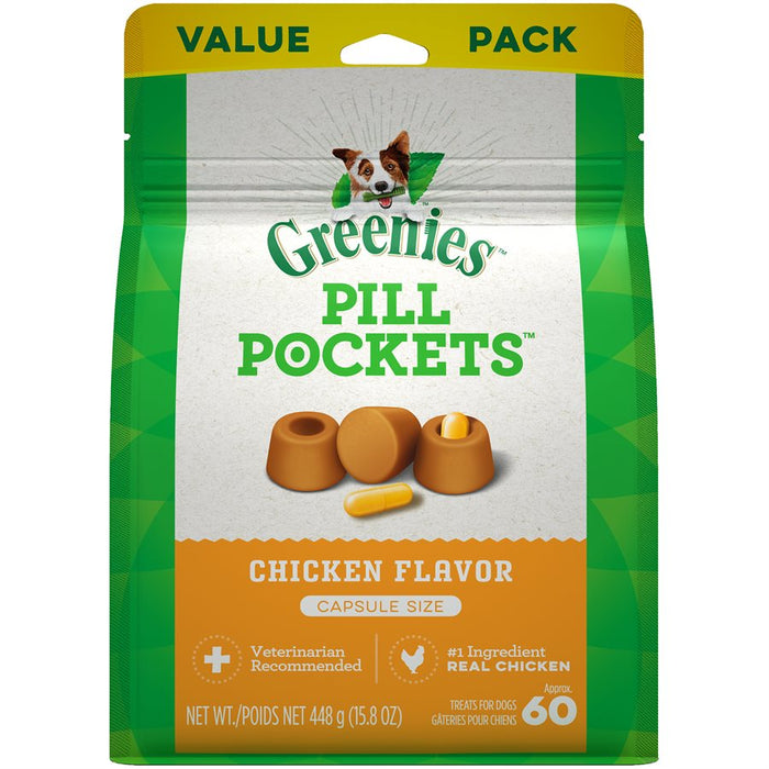 Capsules pour chiens Greenies « Pill Pockets » Saveur de Poulet. Choix de formats