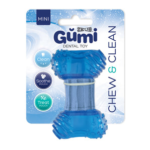 Jouet dentaire Gŭmi Zeus, Chew & Clean, bleu. Choix de grandeurs.