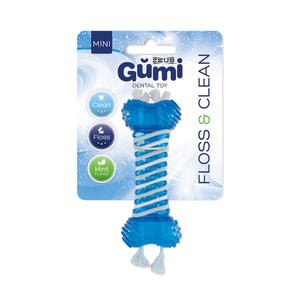 Jouet dentaire Gŭmi Zeus, Floss & Clean, bleu, mini