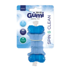 Gŭmi Zeus dental toy, Spin &amp; Clean, blue, mini