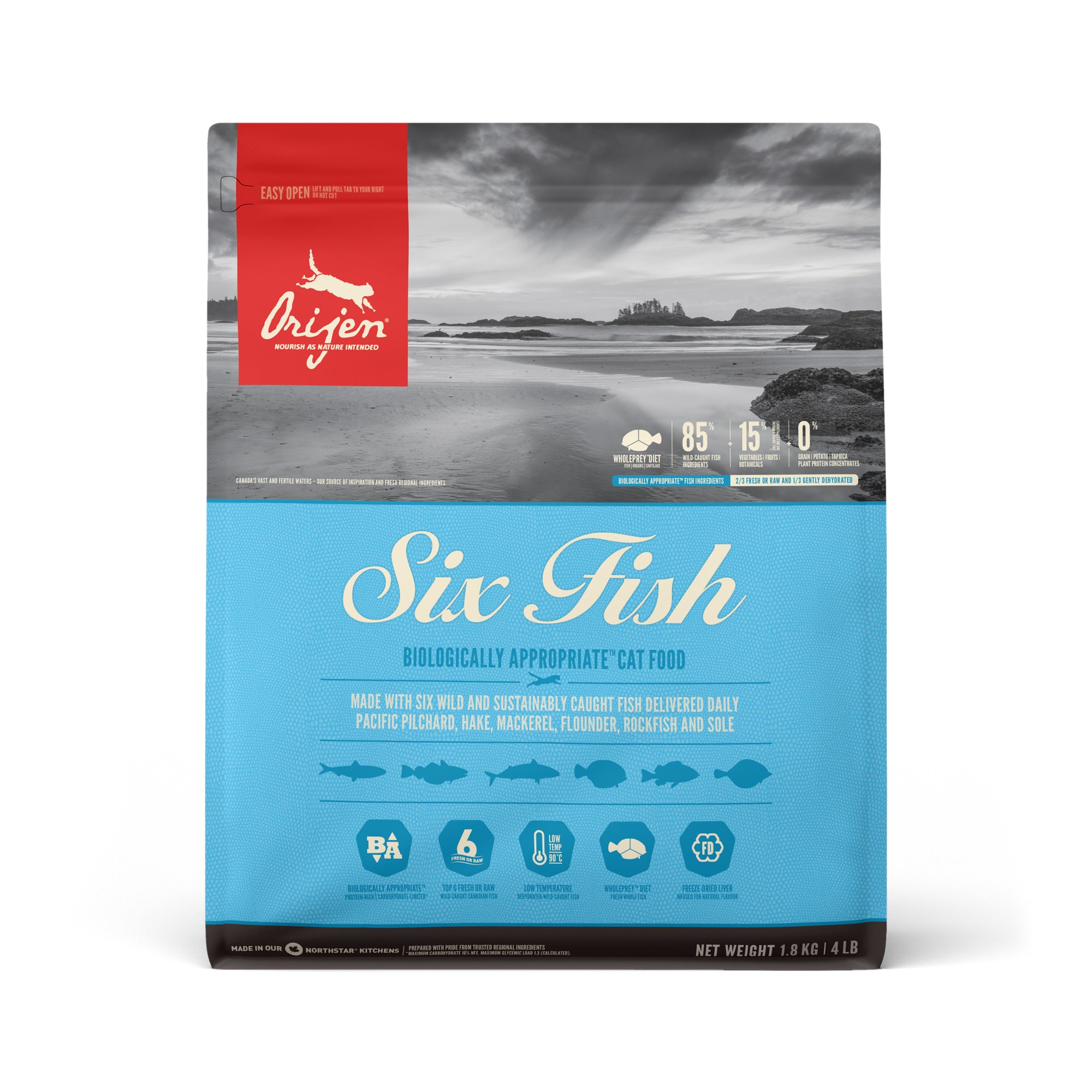 Orijen Six Fish dry cat food. Pacific fish recipe. Choice of formats ...