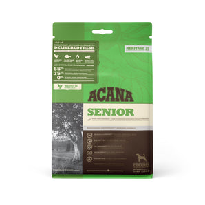 Acana Heritage Senior Dry Dog Food. Grain-free formula. Chicken and greens meal. Choice of formats.