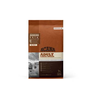Acana Heritage large breed adult dry dog ​​food. Grain-free formula. Chicken and greens meal. Choice of formats.