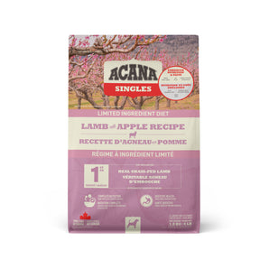 Acana Single dry dog ​​food. Limited ingredient diet. Lamb and apple recipe. Choice of formats.