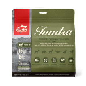 Orijen Tundra adult dry dog ​​food. Goat, wild boar and game meat recipe. Choice of formats.