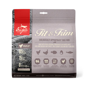 Orijen Fit &amp; Trim dry dog ​​food. Recipe for poultry, eggs and herring. Choice of formats.