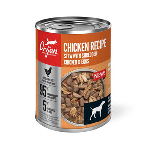 Nourriture humide ORIJEN pour chiens. Recette ragoût au poulet.