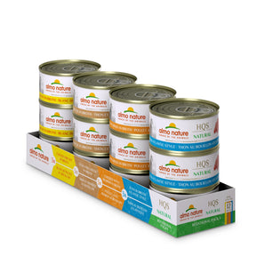 Wet food for cats ALMO NATURE HQS NATURAL. Varied recipes 01. Chicken and Tuna. Pack of 12 x 70gr.