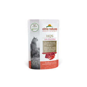 Wet food in pouch for cats ALMO NATURE HQS LA CUCINA. Recipe for tuna and lobster in jelly. 55 g.
