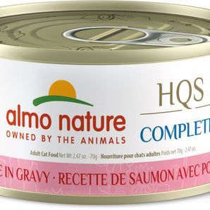 Wet food for cats ALMO NATURE HQS COMPLETE. Recipe for salmon and apple in sauce. 70 gr.