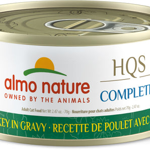 Wet food for cats ALMO NATURE HQS COMPLETE. Recipe for chicken and turkey in sauce. 70 gr.