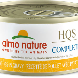 Wet food for cats ALMO NATURE HQS COMPLETE. Recipe for chicken and sweet potatoes in sauce. 70 gr.