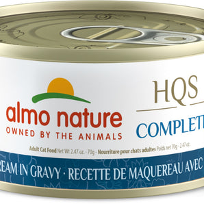 Wet food for cats ALMO NATURE HQS COMPLETE. Recipe for mackerel and sea bream in sauce. 70 gr.