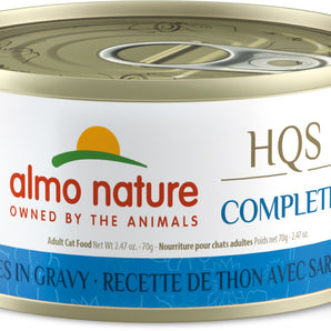 Wet food for cats ALMO NATURE HQS COMPLETE. Recipe for tuna and sardines in sauce. 70 gr.