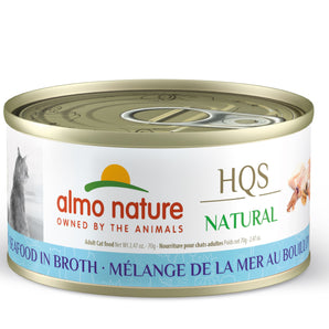 Wet food for cats ALMO NATURE HQS NATURAL. Recipe seafood mixture in broth 70 gr.