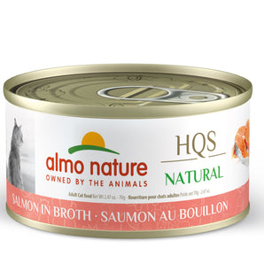 Nourriture humide pour chats ALMO NATURE HQS NATURAL. Recette de saumon au bouillon 70 gr.