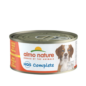 Nourriture humide pour chiens ALMO NATURE HQS COMPLETE. Recette de poulet avec citrouille et haricots verts. 156gr.