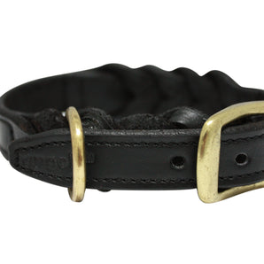 Braided natural leather dog collar APS