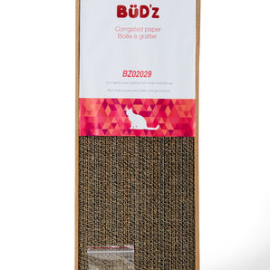 Boite à gratter en carton de Bud'z. Avec sachet d'herbe à chat. Choix de tailles.