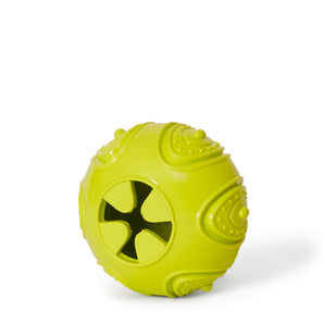 Bud'z rubber dog toy. Ball with treat hiding place 3.5" yellow