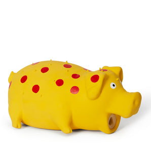 Bud'z latex dog toy. 8" SQUEAKER polka dot pig yellow