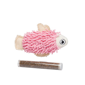 Bud'z cat toy. Pink fish with catnip tube 4.5"