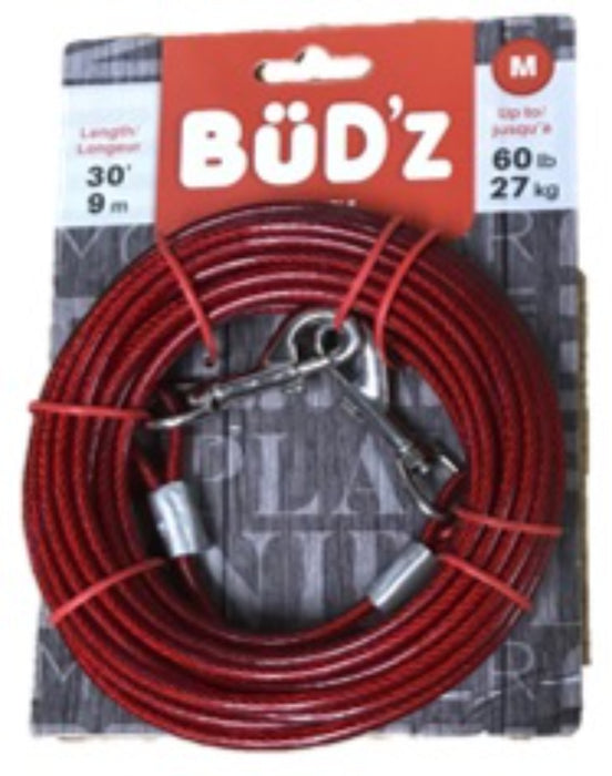 Câble pour chiens avec attache de 30' de Bud’z (jusqu'a 60 lbs)