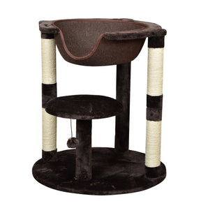 Two tier cat tree with hanging bed from Bud'z. Brown 66x66x73cm