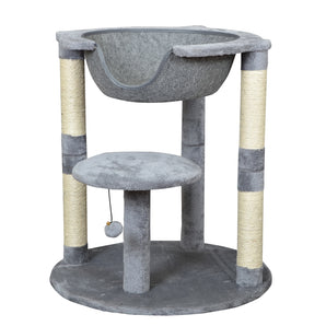 Two tier cat tree with hanging bed from Bud'z. Gray 66x66x73cm