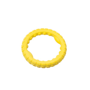 Toy for dogs. Bud'z 7.5'' yellow rubber and foam ring.