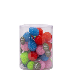 Jouets en jarre pour chats BÜD'Z - Balles crystal colorées avec clochette.