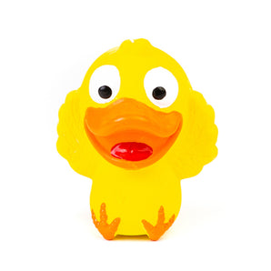 3.5" yellow duckling mini dog toy with squeaker.