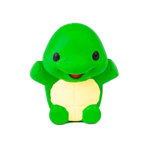Mini 3.5" green turtle dog toy with squeaker.