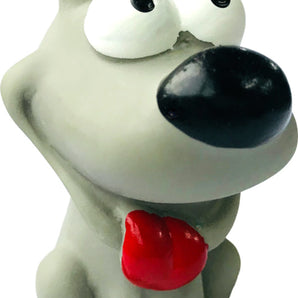 Mini 3.5" gray dog ​​dog toy with squeaker.