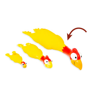 Bud'z yellow chicken squeaker latex dog toy. Choice of sizes.