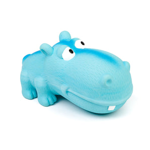 Bud'z 7" blue hippo dog toy with big snout and squeaker.