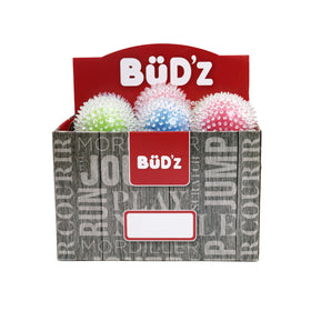 Jouets pour chiens BÜD'Z. Balles en caoutchouc - Balles à pointes transparentes. Choix de couleurs.