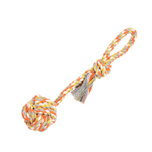 Toy for dogs. 15'' rope with touline head with Bud'z stem and loop. Choice of colors.