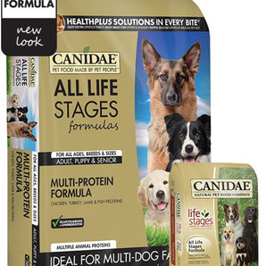 Canidae multi-protein balanced dog food. Format choice.