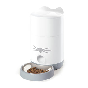 Catit PIXI Smart Dispenser, White with Stainless Steel Bowl.