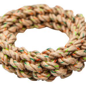 Define Planet dog toy. Hemp rope with braided ring from Define Planet. Choice of sizes.
