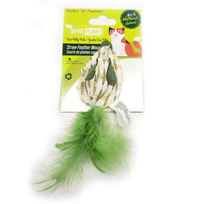 Toy for cats. Feather on Straw Mouse from Define Planet.