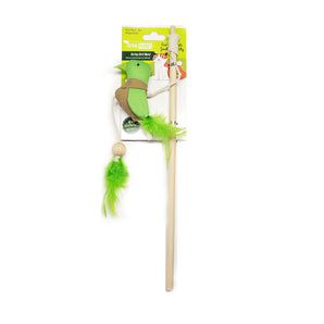 Toy for cats. Burlap bird on stick from Define Planet.