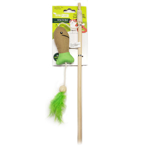 Toy for cats. Burlap fish on a stick from Define Planet.