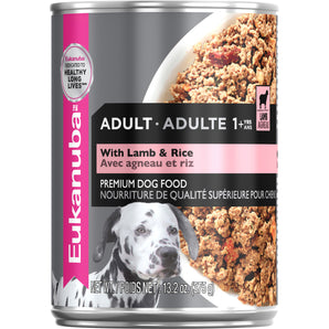 Canned food for adult dogs Eukanuba. Lamb and rice meal. 375g