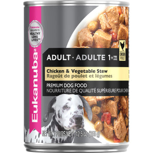 Nourriture ne conserve pour chiens adultes Eukanuba. Ragoût de poulet et légumes. 355g
