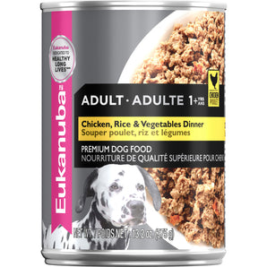 Canned food for adult dogs Eukanuba. Chicken, rice and vegetable dinner. 375g