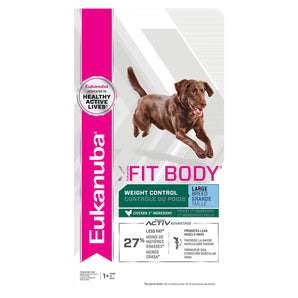 Nourriture sèche pour chiens adultes de grande taille Eukanuba FIT BODY. Formule contrôle du poids. 12.7 kg