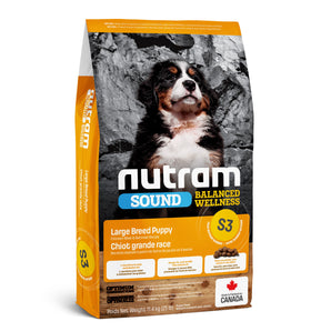 Nourriture pour chiots de grandes races Nutram S3 Sound Balanced Wellness. Poulet et avoine. 11.3kg